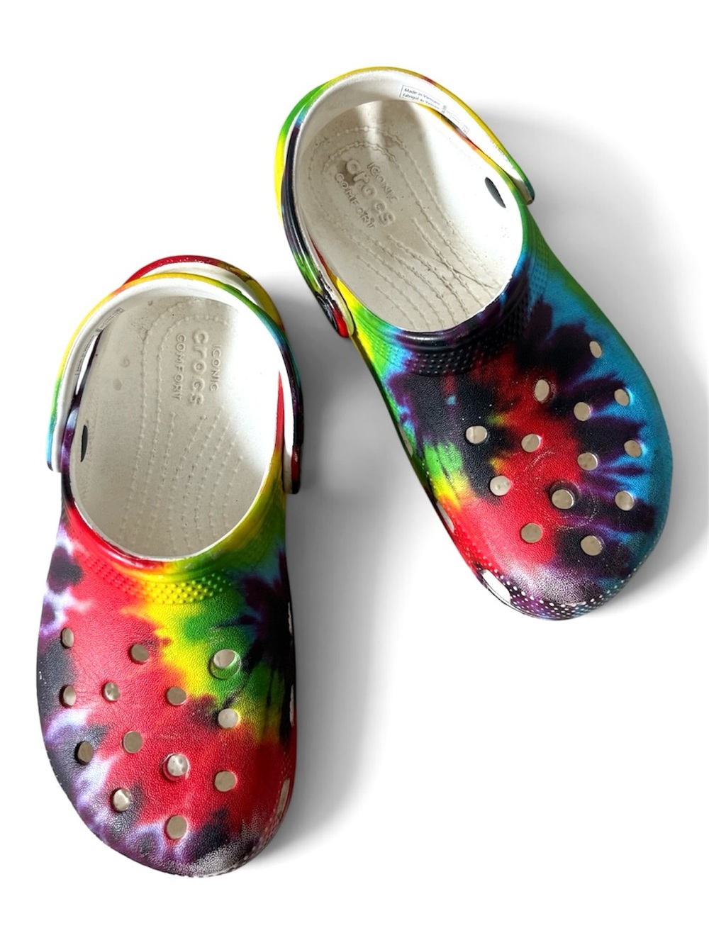 CROCS Tie-Dye Clogs in Rainbow Colors